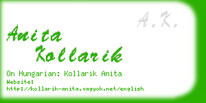 anita kollarik business card